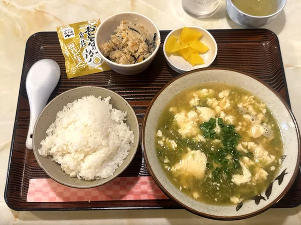 食事処やまのアーサー入り味噌ゆし豆腐定食750円